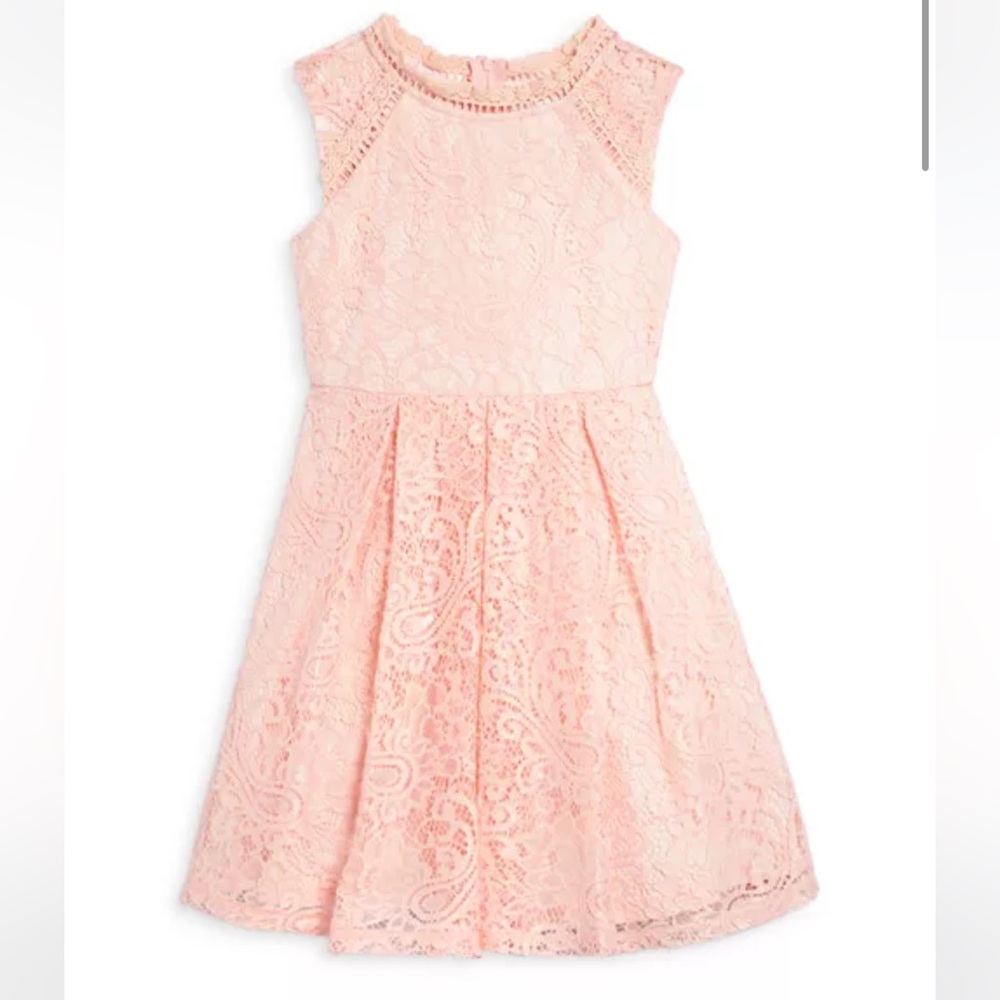 *NWT Blush by Us Angels Girls' Crochet Trim Lace Skater Dress Little Kid Size 14